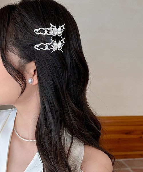 Silk Hairpin Zircon Hollow Beautiful Butterfly Floral Metal Out FashionChic