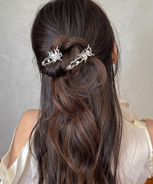 Silk Hairpin Zircon Hollow Beautiful Butterfly Floral Metal Out FashionChic