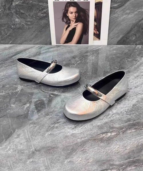 Beautiful Leather Black Shoes Comfy Faux Flat Splicing FashionChic