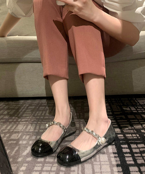 Feet Leather Beautiful Silver Shoes Flat Splicing Faux Buckle FashionChic