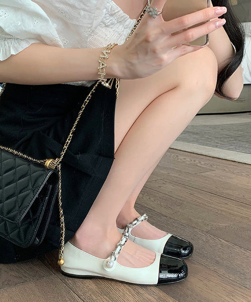 Feet Leather Beautiful Silver Shoes Flat Splicing Faux Buckle FashionChic