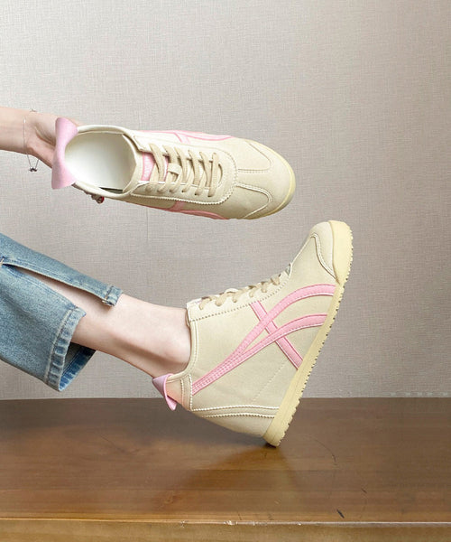 Splicing High Wedge Heels Leather Faux Shoes Beautiful Pink FashionChic