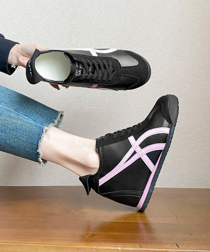 Splicing High Wedge Heels Leather Faux Shoes Beautiful Pink FashionChic