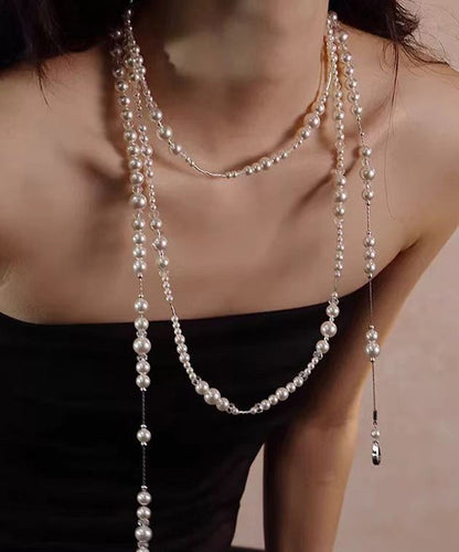 Beautiful White Alloy Pearl Crystal Gratuated Bead Necklace YR003 ABC