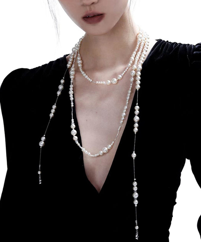 Beautiful White Alloy Pearl Crystal Gratuated Bead Necklace YR003 ABC