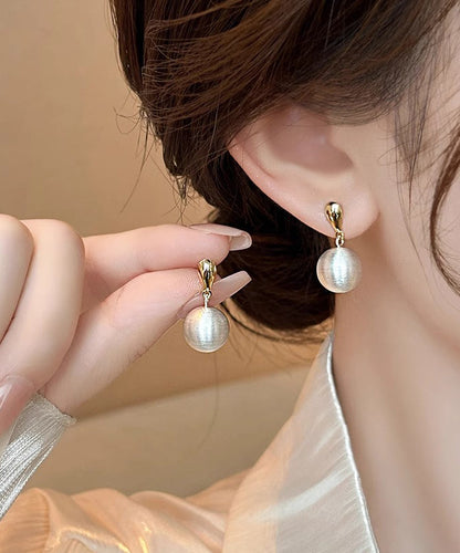 Beautiful White Metal Alloy Spherical Drop Earrings WH009 JEW-SDL241116