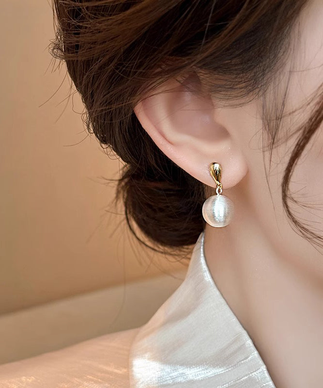 Beautiful White Metal Alloy Spherical Drop Earrings WH009 JEW-SDL241116