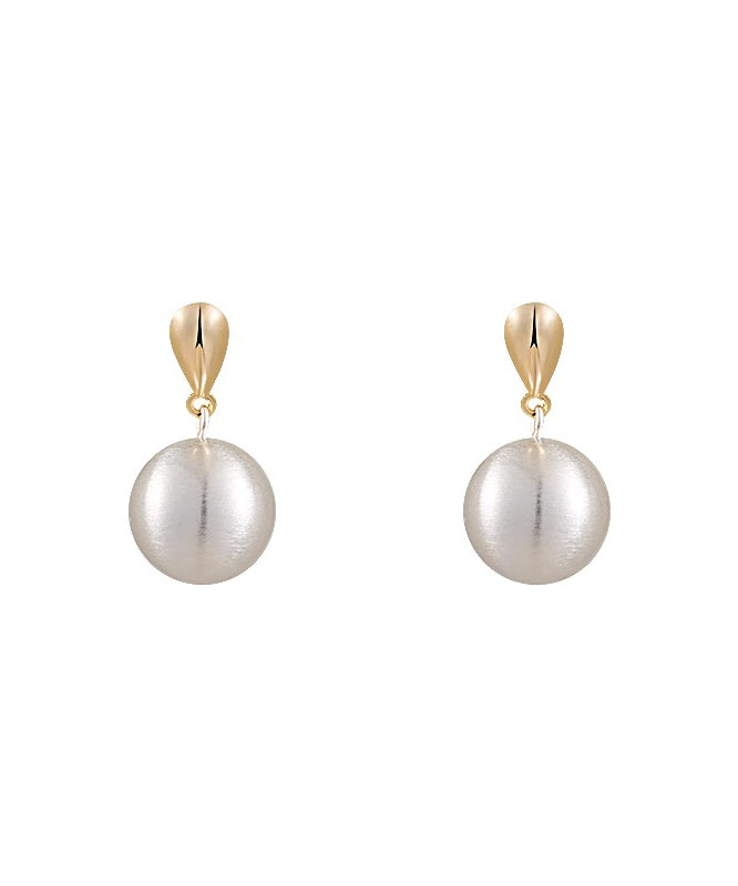 Beautiful White Metal Alloy Spherical Drop Earrings WH009 JEW-SDL241116