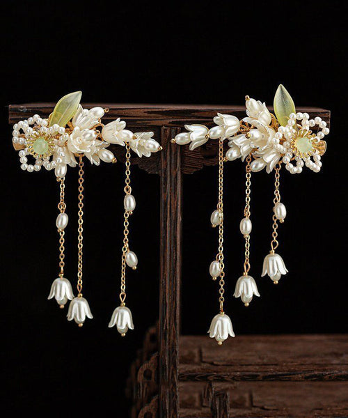 Beautiful White Pearl Resin Coloured Glaze Tassel Hairpin AB1064 Genistyle Shop