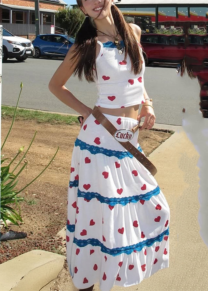 Vest Skirts Print Set Summer Beautiful And Pieces Maxi White Two FashionChic