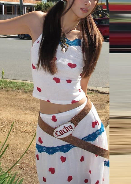 Vest Skirts Print Set Summer Beautiful And Pieces Maxi White Two FashionChic