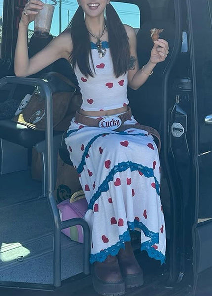 Vest Skirts Print Set Summer Beautiful And Pieces Maxi White Two FashionChic