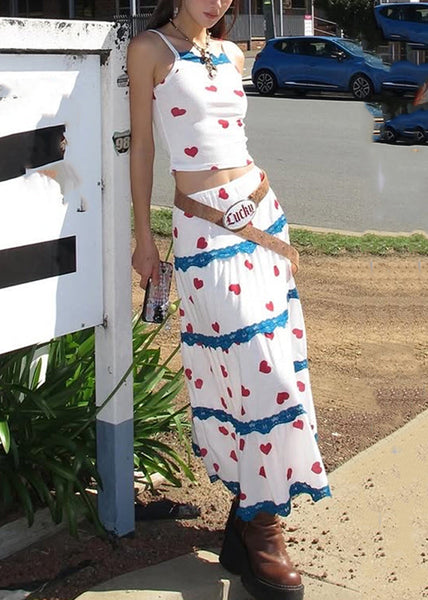 Vest Skirts Print Set Summer Beautiful And Pieces Maxi White Two FashionChic