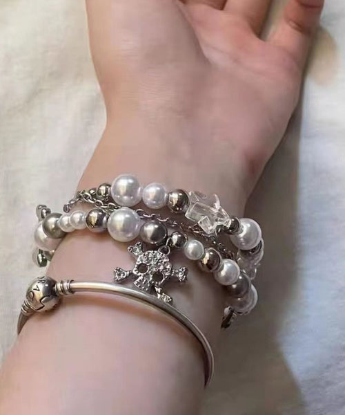 Stainless Steel Pearl Double-Layer Beautiful Charm Star White FashionChic