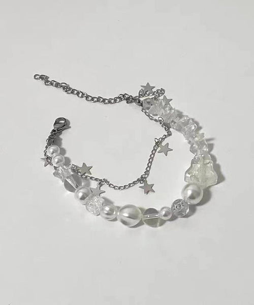 Stainless Steel Pearl Double-Layer Beautiful Charm Star White FashionChic