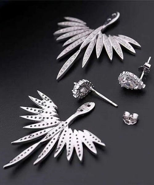 Beautiful White Sterling Silver Sunflower Zircon Stud Earrings MM084 JEW-EAR240620