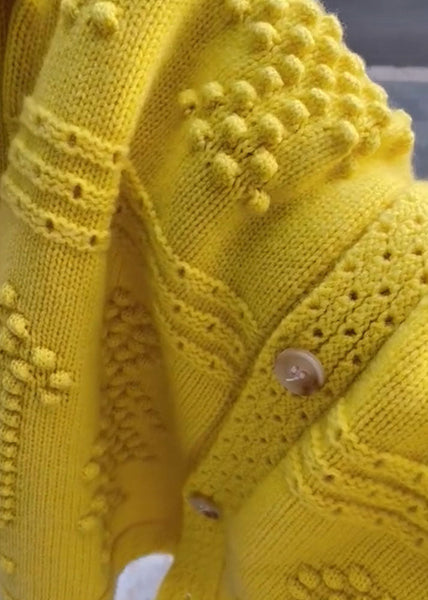 Beautiful Yellow O Neck Button Knit Sweaters Coat Fall WE014 HS-NCT241028