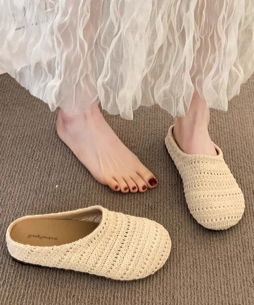 Mesh Breathable Sandals Comfortable Splicing Slide Beige FashionChic