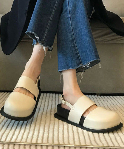 Beige Comfortable Splicing Platform Sandals Hollow Out OI044 shoe-LX240801