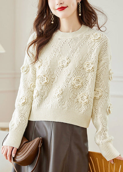 Beige Cozy Patchwork Knit Fall Sweater O Neck QS009 OM-BB241010