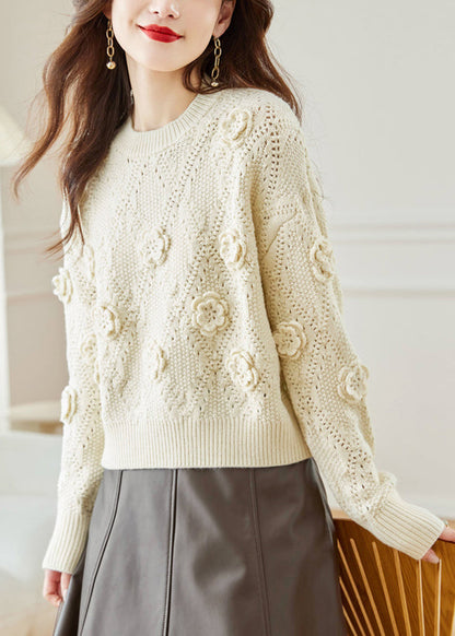 Beige Cozy Patchwork Knit Fall Sweater O Neck QS009 OM-BB241010