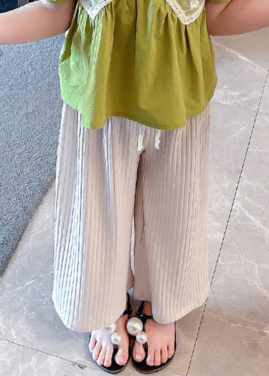 Beige Elastic Waist Ice Silk Kids Pants Summer GF013 MM-RCTZ-LPTS230724