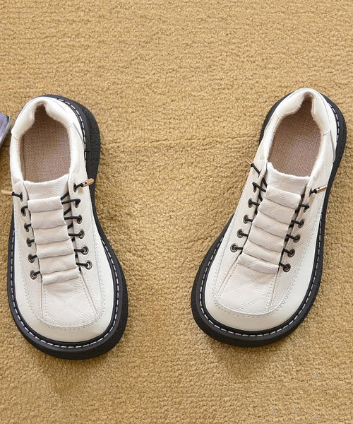 For Faux Beige Leather Comfortable Splicing Women Loafers FashionChic