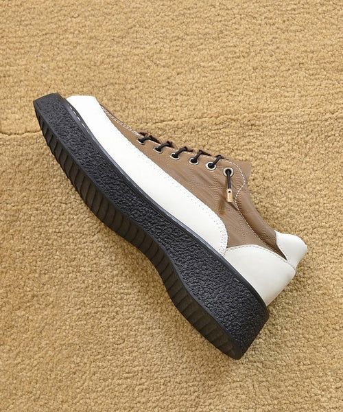 For Faux Beige Leather Comfortable Splicing Women Loafers FashionChic