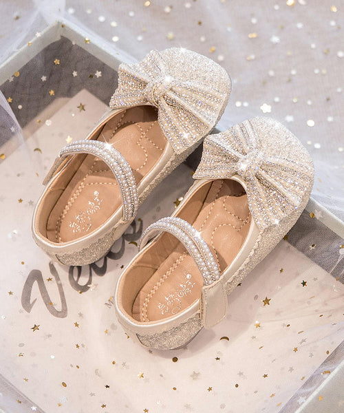 Bead Strap Fine Kids Princess Beige Bow Buckle Shoes Nail Girls FashionChic