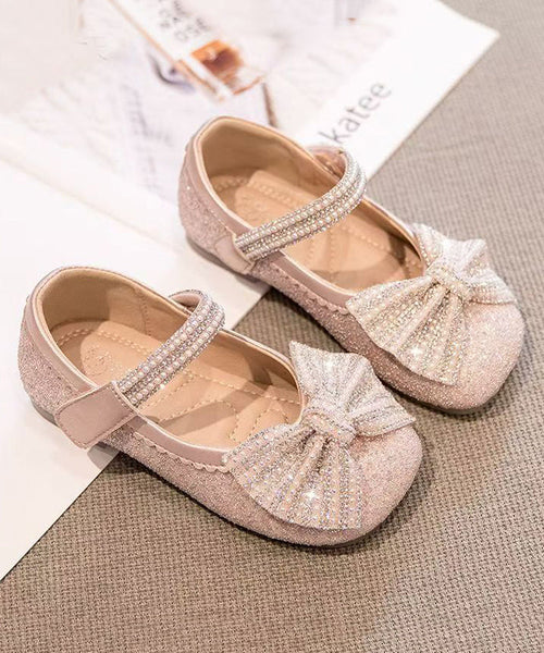 Bead Strap Fine Kids Princess Beige Bow Buckle Shoes Nail Girls FashionChic