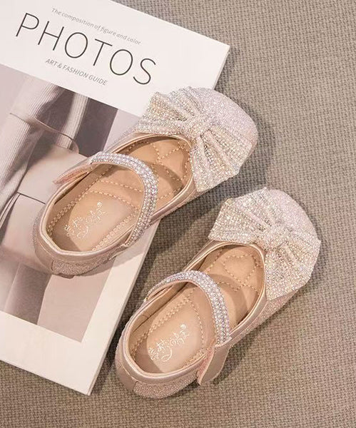 Bead Strap Fine Kids Princess Beige Bow Buckle Shoes Nail Girls FashionChic