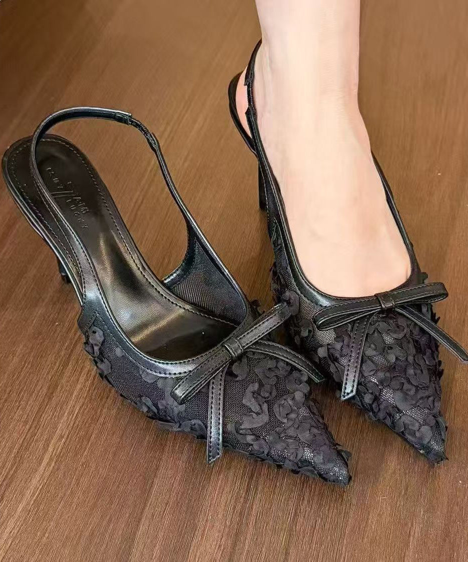 Tulle Sandals Heel High Faux Splicing Stylish Beige Leather FashionChic