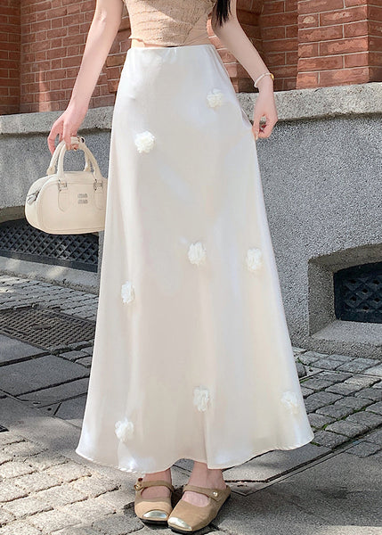 Design Skirts Beige Original Silk Waist Summer High FashionChic