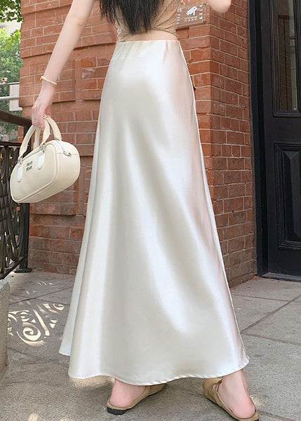 Design Skirts Beige Original Silk Waist Summer High FashionChic