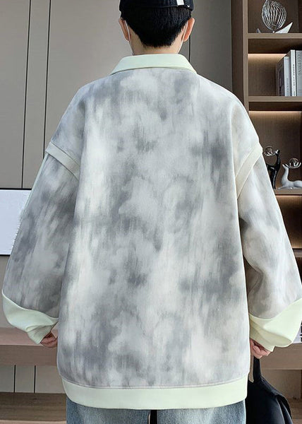 Peter Cotton Pieces Patchwork Sweatshirt Mens Two Beige False Pan FashionChic