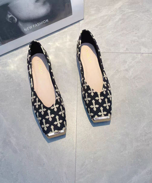 Shoes Feet Cotton Beige Fabric Flat 2025 Print New FashionChic