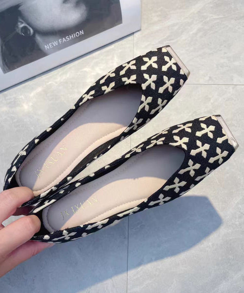 Shoes Feet Cotton Beige Fabric Flat 2025 Print New FashionChic