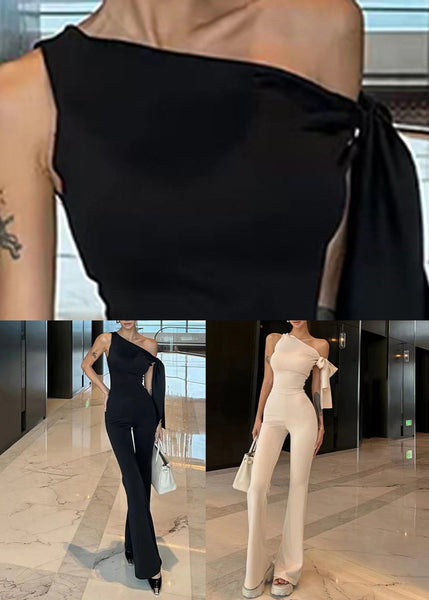 Knit Set Pants And Two Black Pieces Summer Top Bow FashionChic