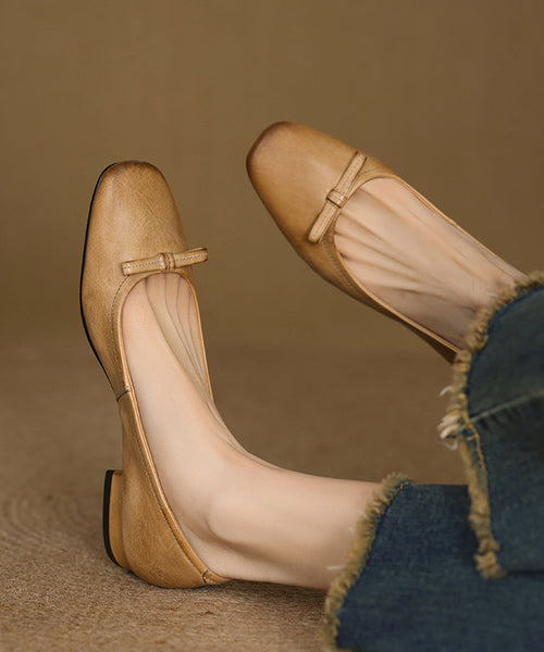 Splicing Black Flats Cowhide Bow Leather Comfortable FashionChic