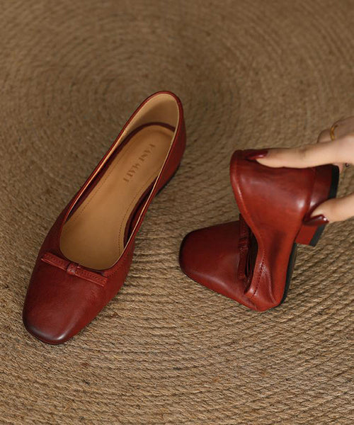 Splicing Black Flats Cowhide Bow Leather Comfortable FashionChic