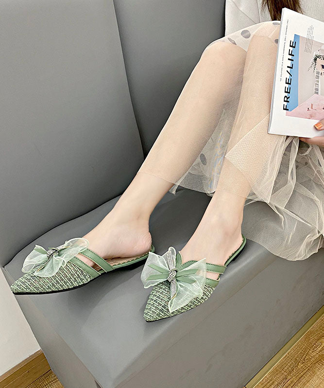 Black Breathable Tulle Splicing Slide Sandals Pointed Toe JJ005 Shoe-LT240609