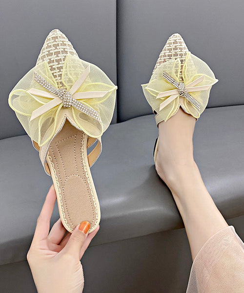 Black Breathable Tulle Splicing Slide Sandals Pointed Toe JJ005 Shoe-LT240609