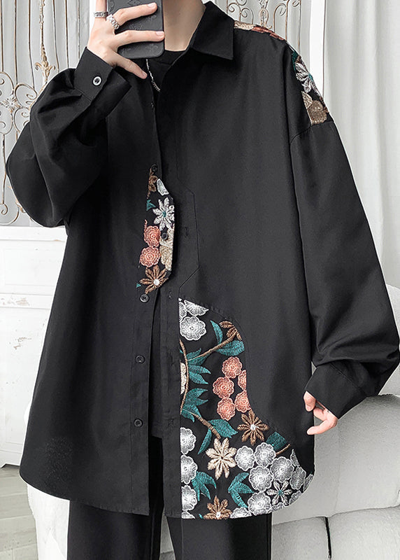 Black Button Cotton Neutral Coats Peter Pan Collar Long Sleeve Ada Fashion