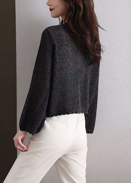 Black Button Cozy Knit Fall Cardigans O Neck QS023 OM-BB241010