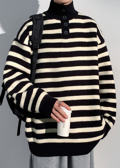 Black Button Knit Men Sweaters Turtleneck Winter RJ045 ABC