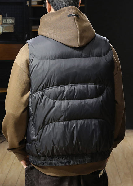 Black Button Men Down Waistcoat Stand Collar Sleeveless EQ021 ABC