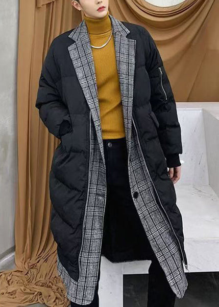 Black Button Pockets Men Parka Peter Pan Collar WinterRM014 ABC