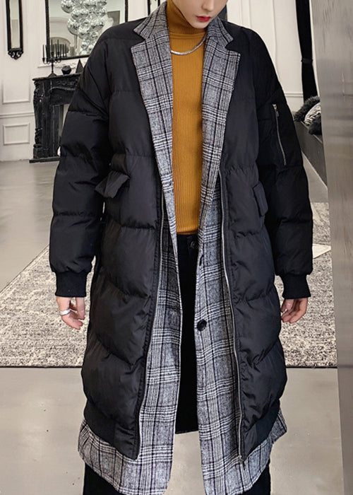 Black Button Pockets Men Parka Peter Pan Collar WinterRM014 ABC