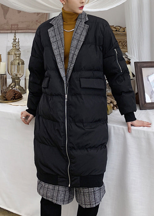 Black Button Pockets Men Parka Peter Pan Collar WinterRM014 ABC