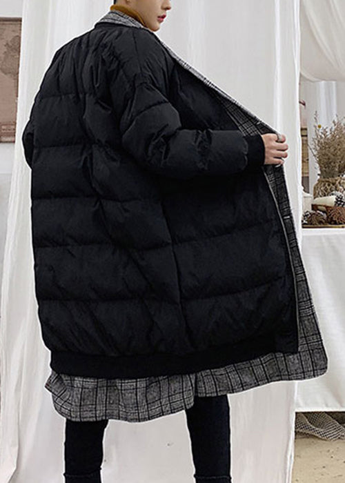 Black Button Pockets Men Parka Peter Pan Collar WinterRM014 ABC